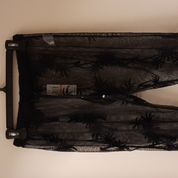 NWT, Miken Swim Black Palm Tree Crochet Cover-up Pants - Picture 6 of 13